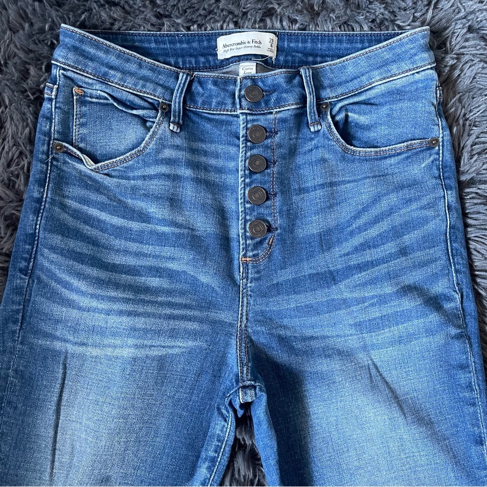 Abercrombie & Fitch High Rise Super Skinny Ankle Button Fly Jeans 29 | 8